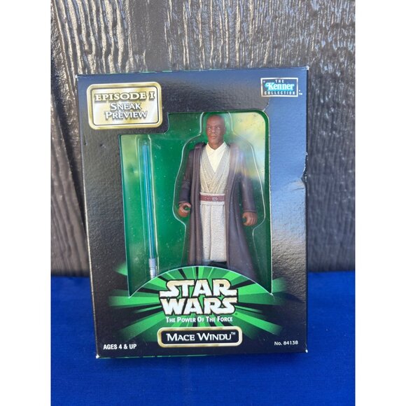 Star Wars Mace Windu Action Figure Episode I Sneak Preview Power Of The Force - Picture 1 of 6
